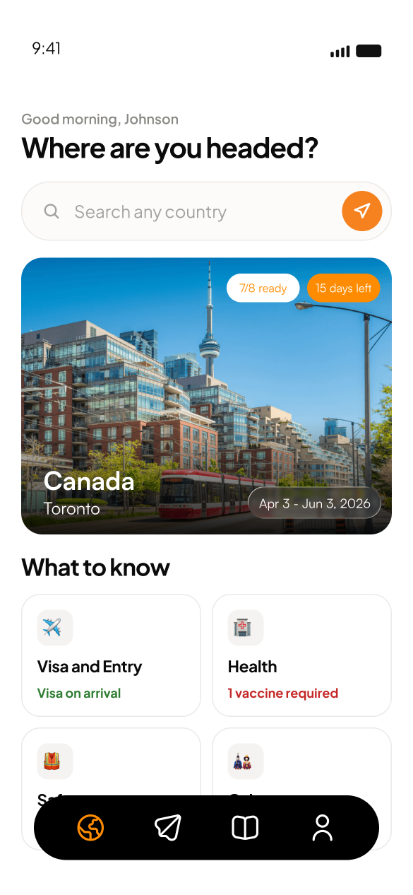 TripWise home screen