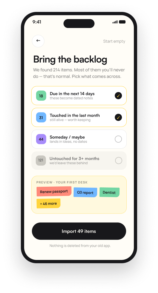 Import: honest about a bloated backlog