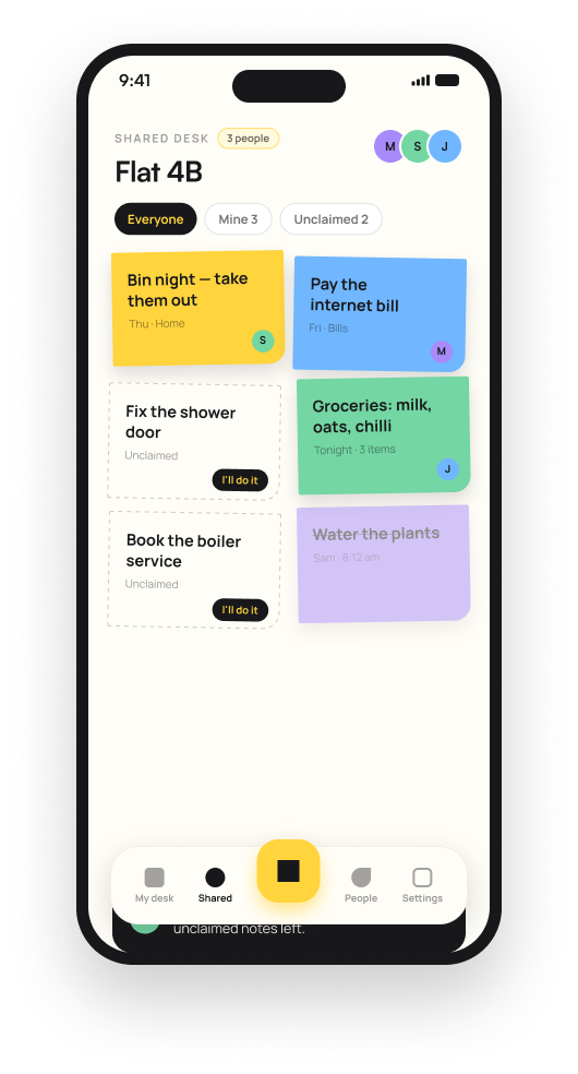 Flat 4B: unclaimed notes with I'll do it